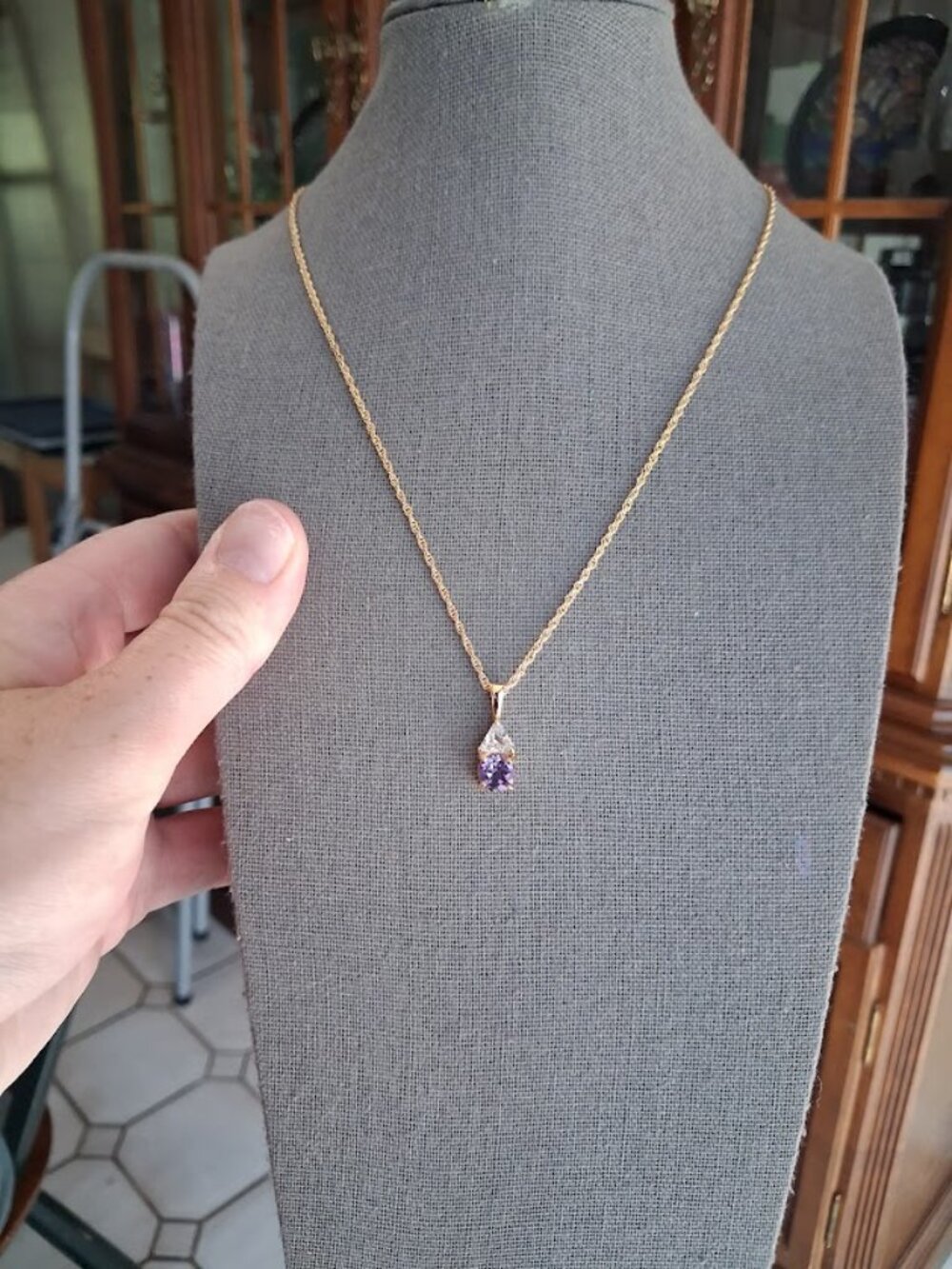 Purple stoned 18 inch necklace